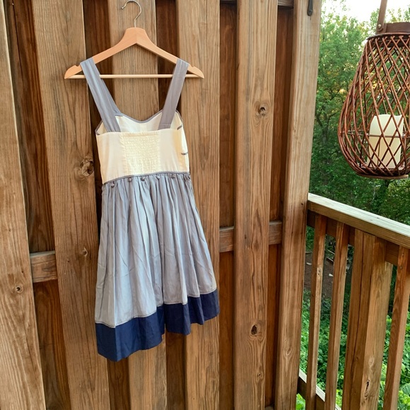 Burlapp Silvery Gray Nautical Cotton Silk Dress - Picture 2 of 9